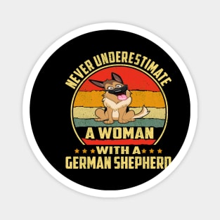 Never Underestimate A Woman With A German Shepherd Vintage Magnet